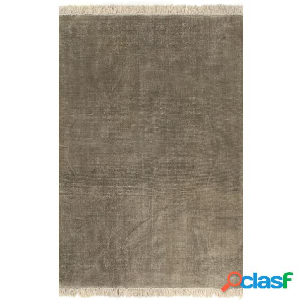 vidaXL Tappeto Kilim in Cotone 200x290 cm Grigio Talpa