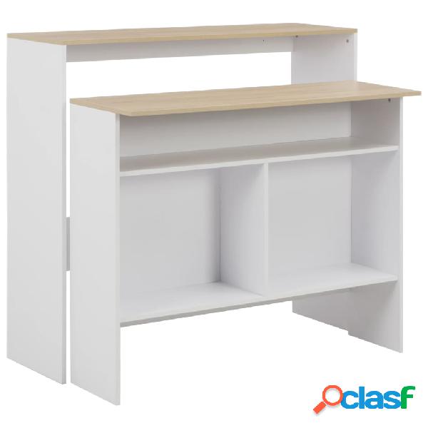 vidaXL Tavolo da Bar a 2 Livelli Bianco e Rovere 130x40x120