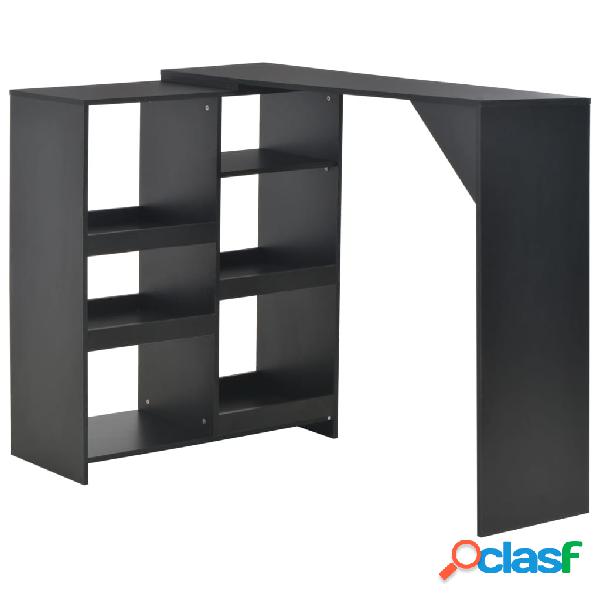 vidaXL Tavolo da Bar con Scaffale Mobile Nero 138x39x110 cm