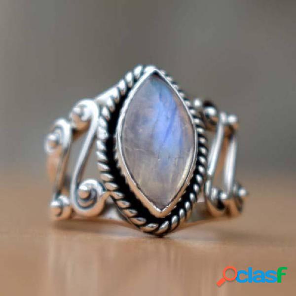 1 Pcs Vintage Craft Alloy Moonstone Elegant Ring