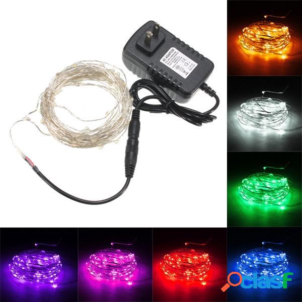 10m 100 LED argento filo stringa fata impermeabile luce