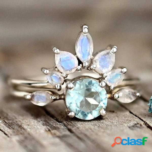 2 Pcs Vintage Simple Creative Geometric Zircon Two-Piece