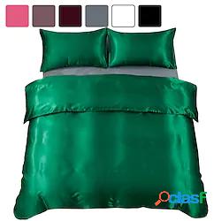 3 pezzi set copripiumino in raso set di biancheria da letto