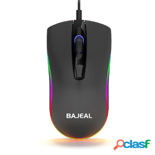 BAJEAL D1 Mouse cablato a 4 pulsanti 1600DPI LED Mouse da