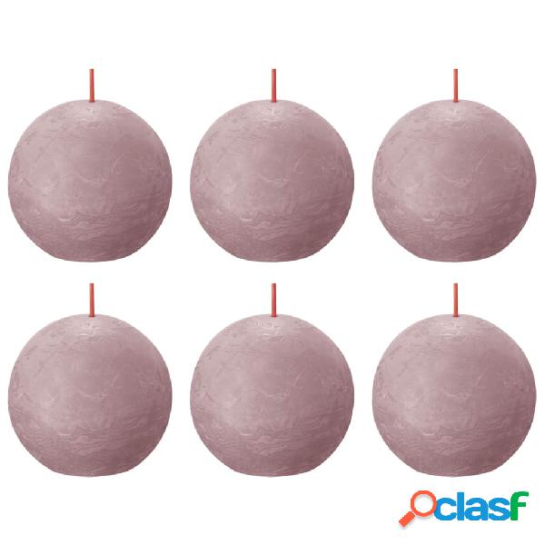 Bolsius Candele a Sfera Shine Rustiche 6 pz 76x190 mm Rosa