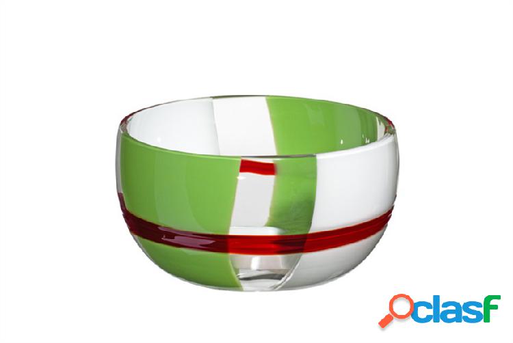Carlo Moretti Coppa Mignon vetro di Murano latte rosso verde