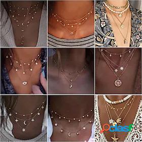 Choker Necklace Charm Necklace Layered Star Ladies Punk