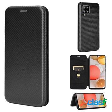 Custodia a Flip per Samsung Galaxy A42 - Fibra di Carbonio -