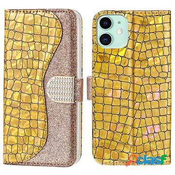 Custodia a Portafoglio Croco Bling per iPhone 13 Mini -