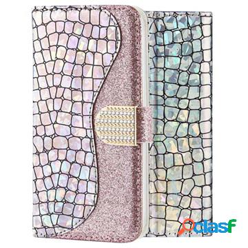 Custodia a Portafoglio Croco Bling per iPhone X / iPhone XS