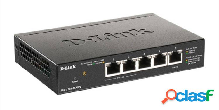 D-Link DGS-1100-05PDV2 Switch di rete 5 Porte Funzione PoE