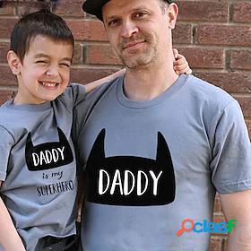 Dad and Son Cotton T shirt Tops Sport Letter Print White