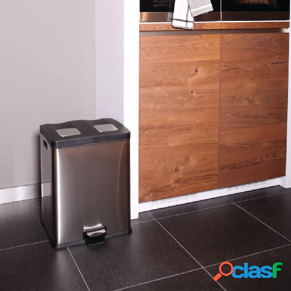 EKO Pattumiera a Pedale Rejoice 2x30 L Argento Opaco