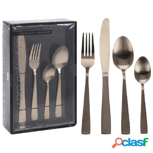 Excellent Houseware Set di Posate 16 pz Oro Opaco