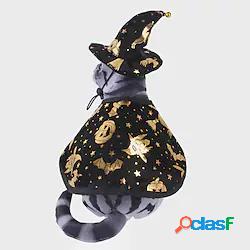 Halloween Print Wizard Cape Set Pet Dog Cat Hat Set