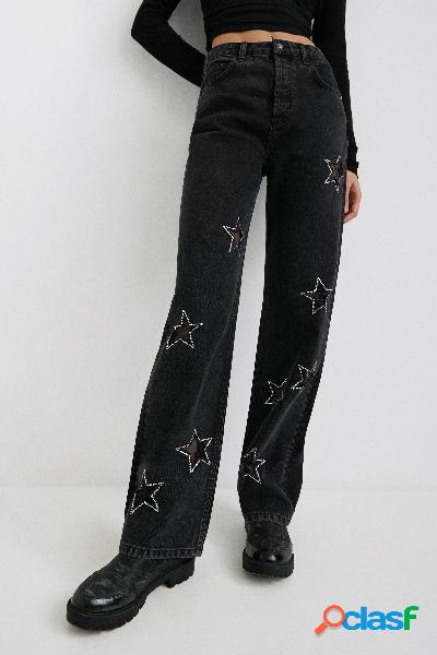 Jeans slim stelle glitter - BLUE - 36