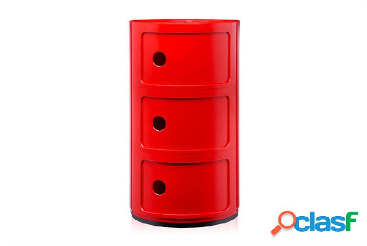 Kartell Cassettiera Componibile rosso con tre elementi rosso