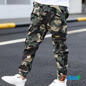 Kids Boys Pants Army Green Graphic Camouflage Active Spring