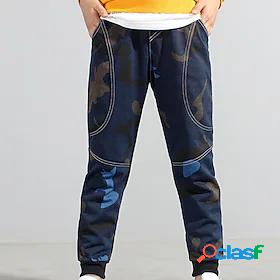 Kids Boys Pants Blue Camouflage Active Fall Spring 4-12
