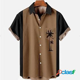 Kids Boys Shirt Short Sleeve 3D Print Button Coconut Tree