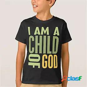 Kids Boys T shirt Short Sleeve 3D Print Crewneck Flag Black