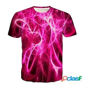 Kids Boys T shirt Short Sleeve 3D Print Crewneck Galaxy Pink