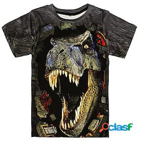 Kids Boys T shirt Tee Short Sleeve Dinosaur Color Block 3D