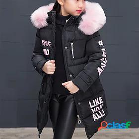 Kids Girls Down Cotton Padded Jacket Coat Trench Coat Black