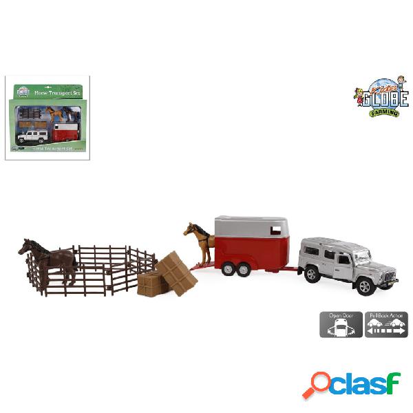 Kids Globe Land Rover con Rimorchio per Cavalli e Accessori