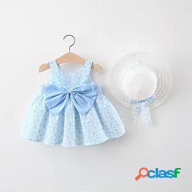 Kids Little Dress Girls' Flower Daily Vacation Light Blue