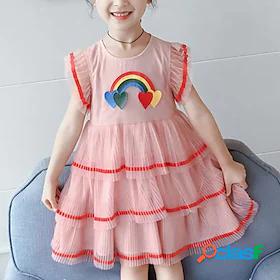 Kids Little Girls Dress Rainbow Daily A Line Dress Print