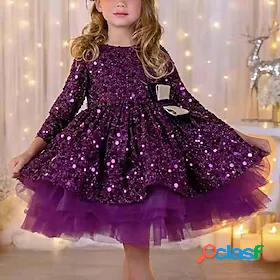 Kids Little Girls Dress Sequin Party A Line Dress Sparkle