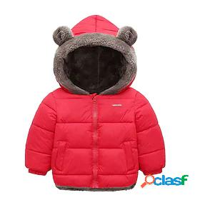 Kids Unisex Long Sleeve Down Coat Green Black Red Pocket