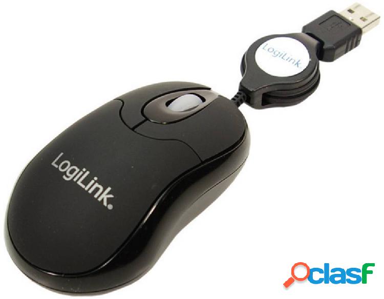 LogiLink ID0016 Mouse USB Ottico Nero 3 Tasti 800 dpi Cavo