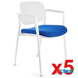 Lotto da 5 sedie per sala d'attesa ERIC colore blu