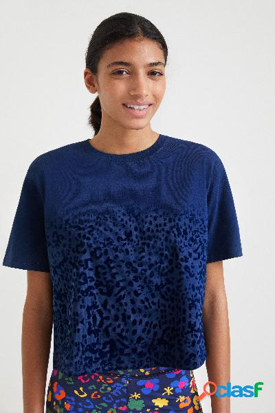 Maglietta leopardata 100% cotone - BLUE - S