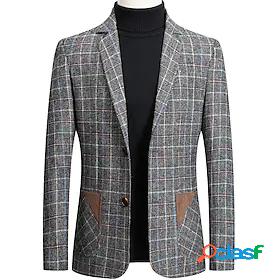 Mens Blazer Pocket Regular Coat Gray Yellow Dark Grey Brown