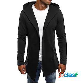 Men's Cardigan Jumper Knit Long Hooded Solid Colored Causal