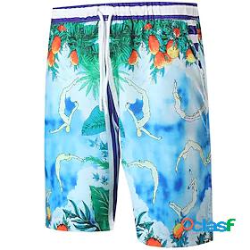 Men's Casual Hawaiian Print Chinos Beach Shorts Knee Length