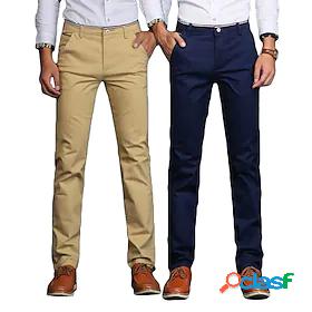 Men's Casual Stretch Dress Pants Straight Chinos Full Length