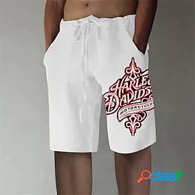 Men's Designer Stylish Elastic Waist Print Straight Shorts