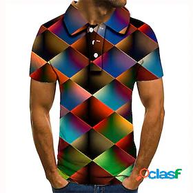 Men's Golf Shirt Tennis Shirt Optical Illusion Geometry 3D