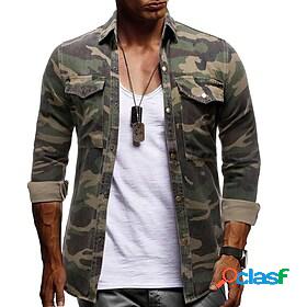 Mens Shirt Camo / Camouflage Collar Button Down Collar