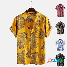 Mens Shirt Floral Print Collar Turndown Normal Street Casual