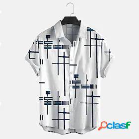 Mens Shirt Graphic Patterned Linear 3D Print Turndown Street