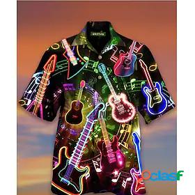 Mens Shirt Musical Instrument 3D Print Turndown Holiday