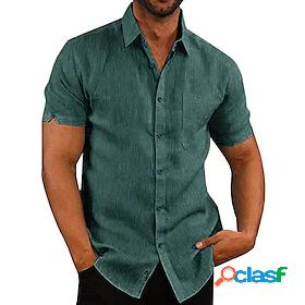 Mens Shirt Solid Colored Collar Button Down Collar Daily