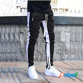 Mens Sporty Casual Side Stripe Elastic Waistband Drawstring