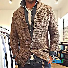Mens Sweater Cardigan Sweater Coat Basic Stand Collar Thick