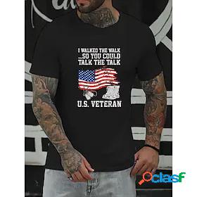 Mens T shirt Tee National Flag Letter Hot Stamping Round